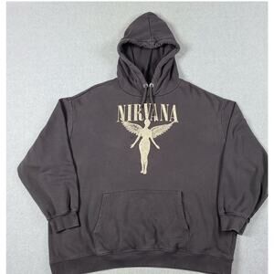 H&M Nirvana Sweatshirt Hoodie Mens L Dark Grey In Utero Pullover Grunge